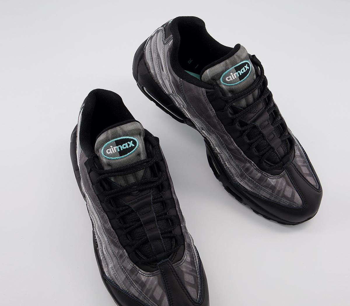 Nike Air Max 95 Trainers Nike Air Max 95 Trainers Black Black Aurora Green Smoke Grey White