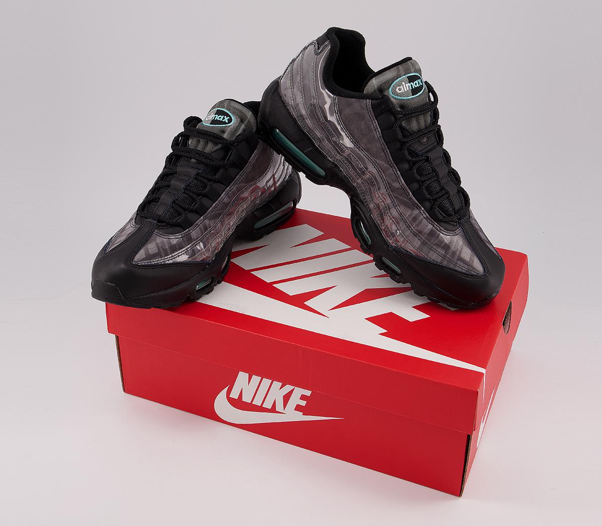 Nike Air Max 95 Trainers Nike Air Max 95 Trainers Black Black Aurora Green Smoke Grey White