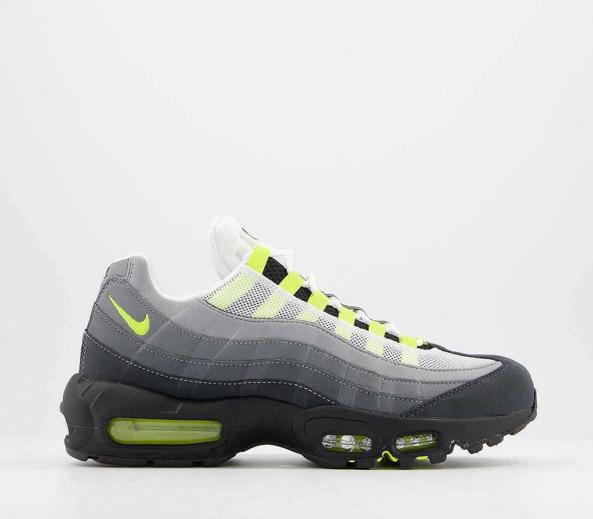 NikeAir Max 95 TrainersBlack Neon Yellow Light Graphite Light Charcoal An