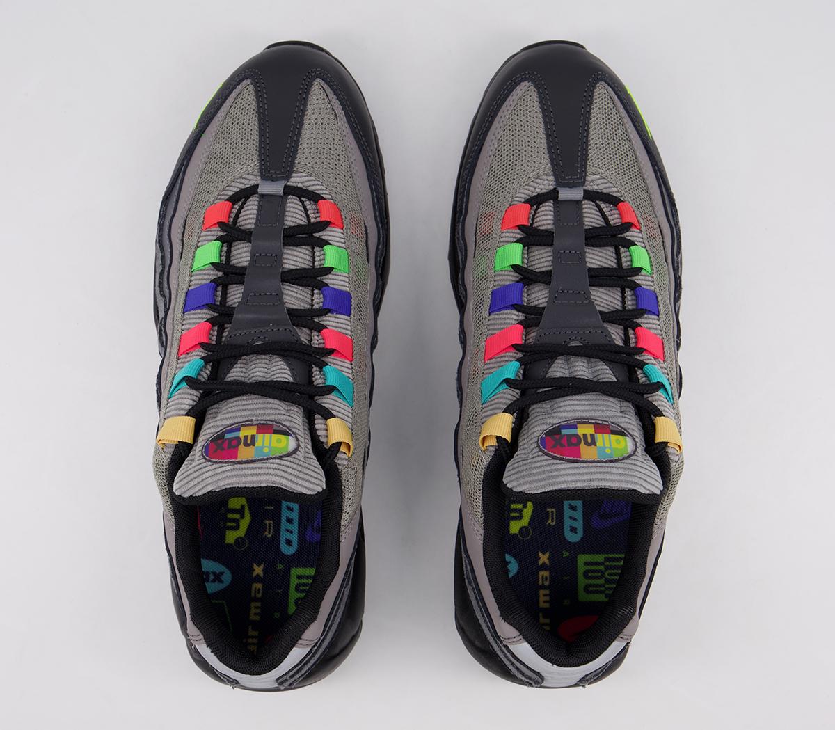 Nike Air Max 95 Trainers Nike Air Max 95 Trainers Charcoal Univ Red Black Multi