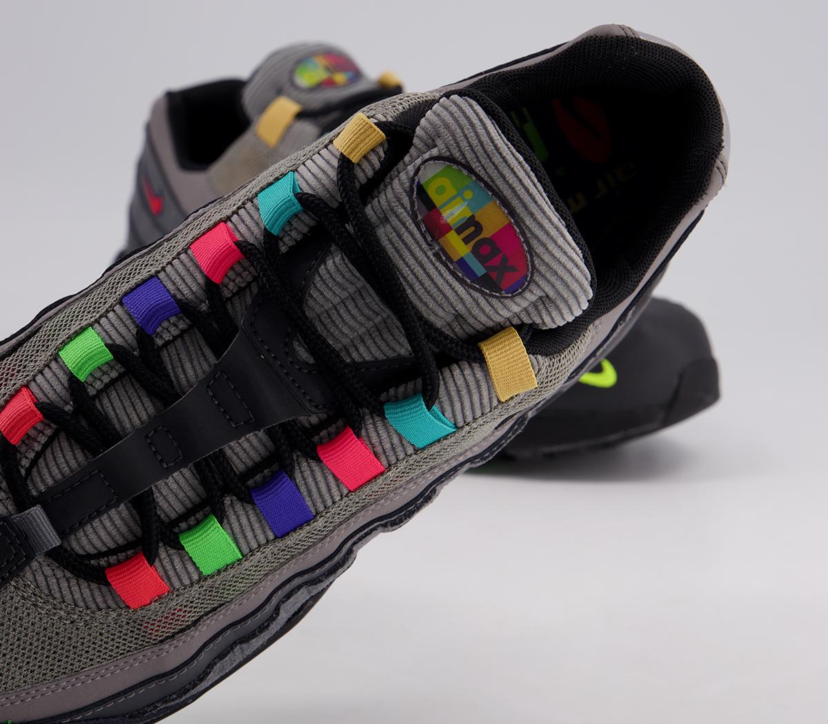 Nike Air Max 95 Trainers Nike Air Max 95 Trainers Charcoal Univ Red Black Multi
