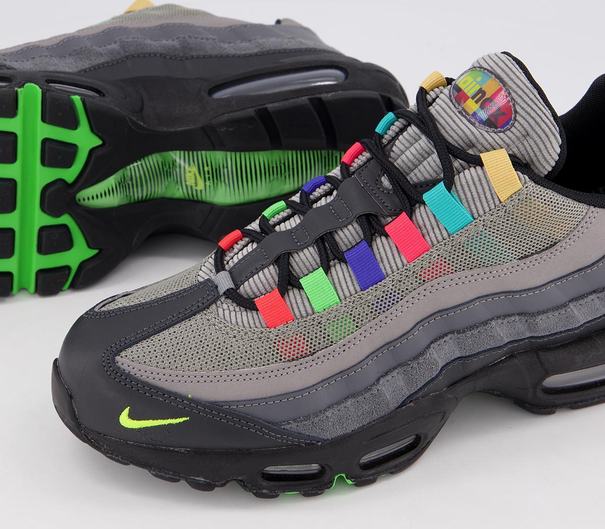 Nike Air Max 95 Trainers Nike Air Max 95 Trainers Charcoal Univ Red Black Multi
