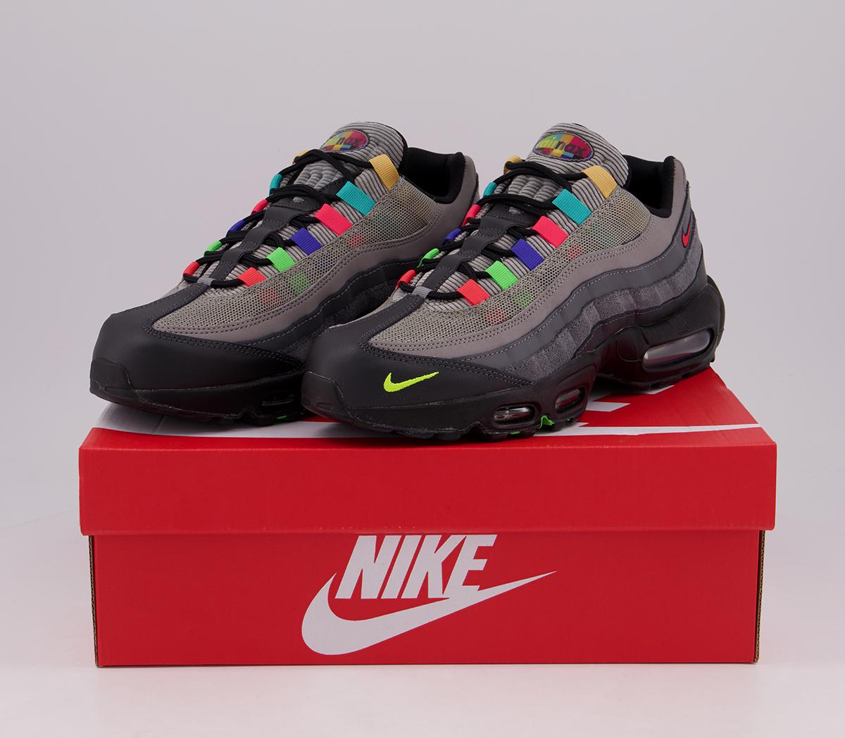 Nike Air Max 95 Trainers Nike Air Max 95 Trainers Charcoal Univ Red Black Multi