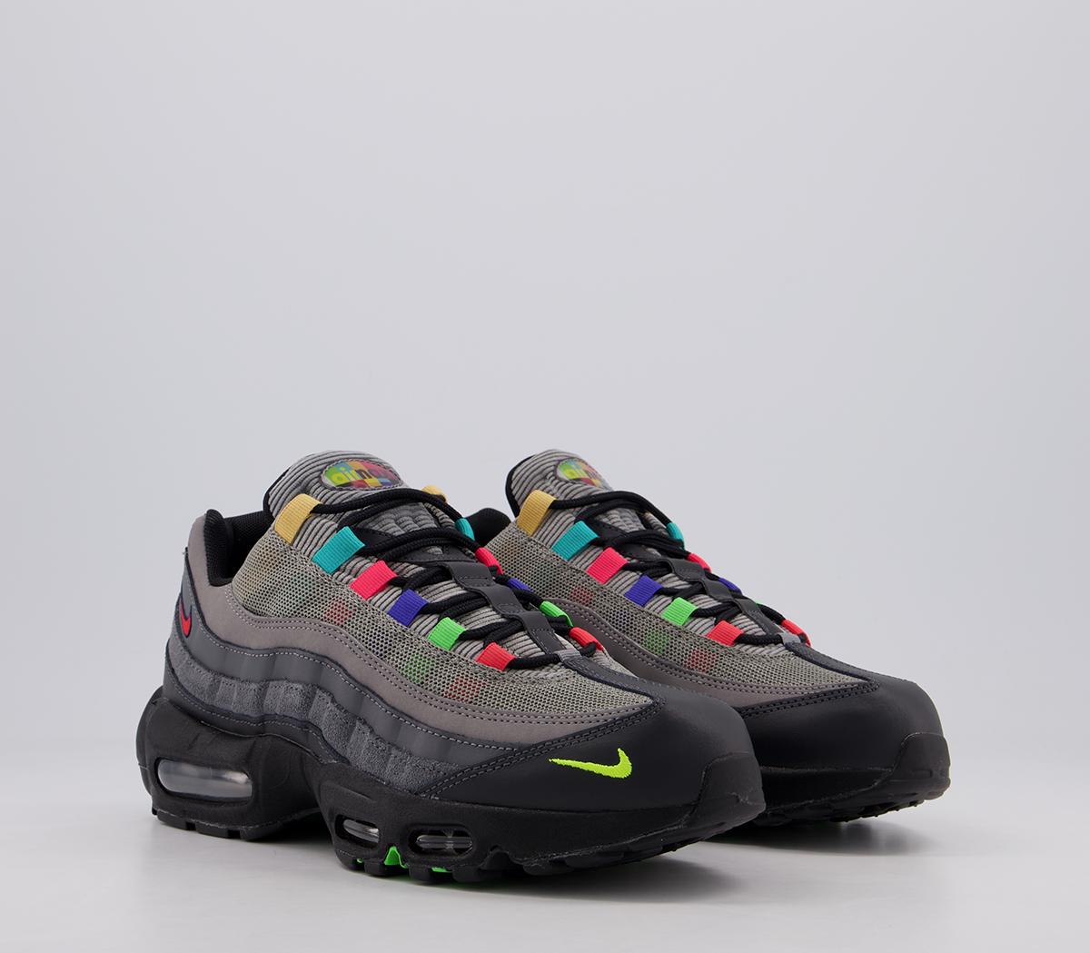 Nike Air Max 95 Trainers Nike Air Max 95 Trainers Charcoal Univ Red Black Multi