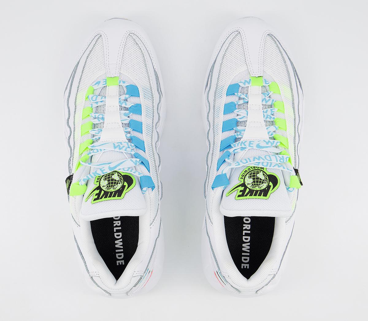 air max 95 trainers white blue fury volt black
