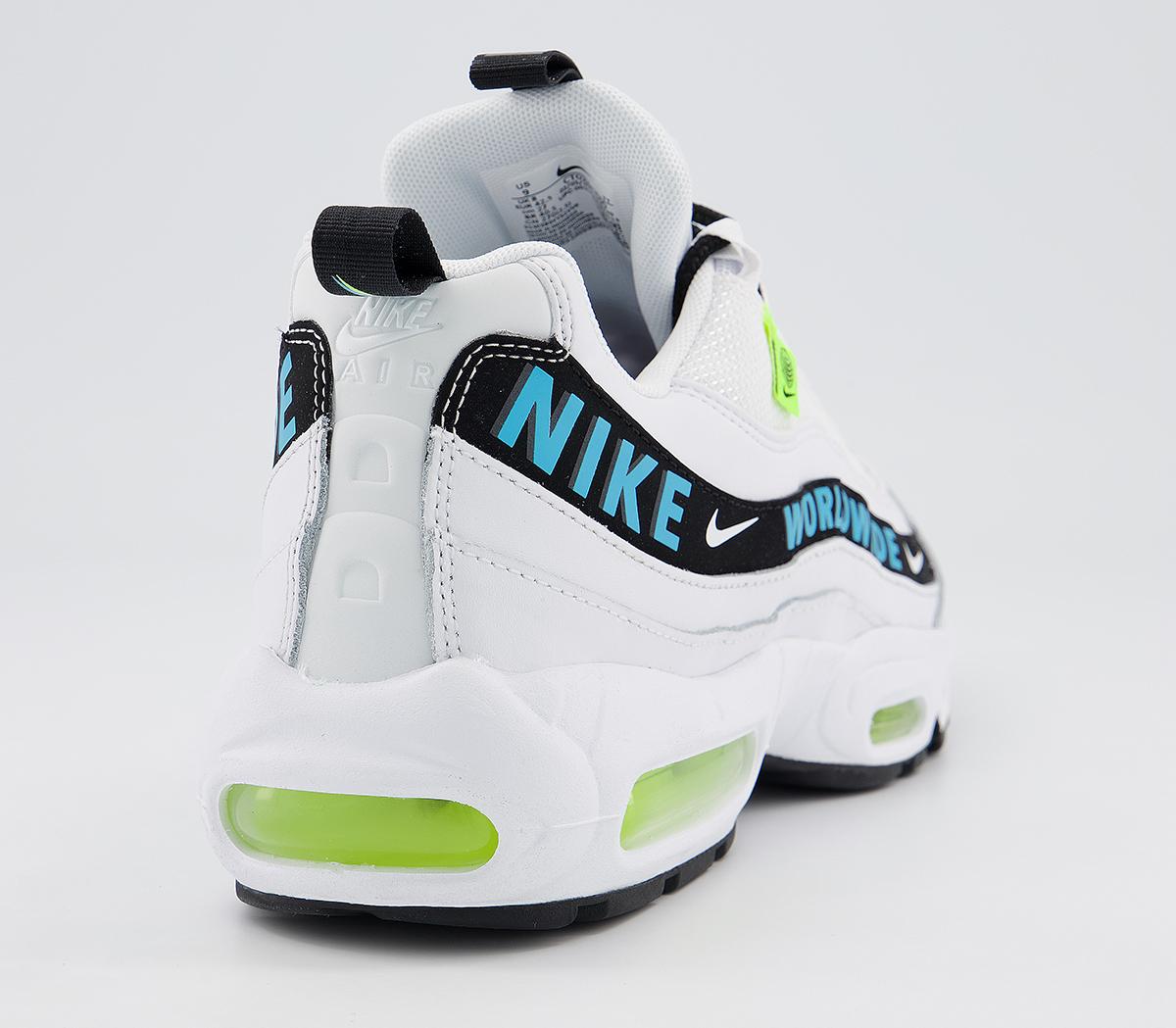 air max 95 trainers white blue fury volt black