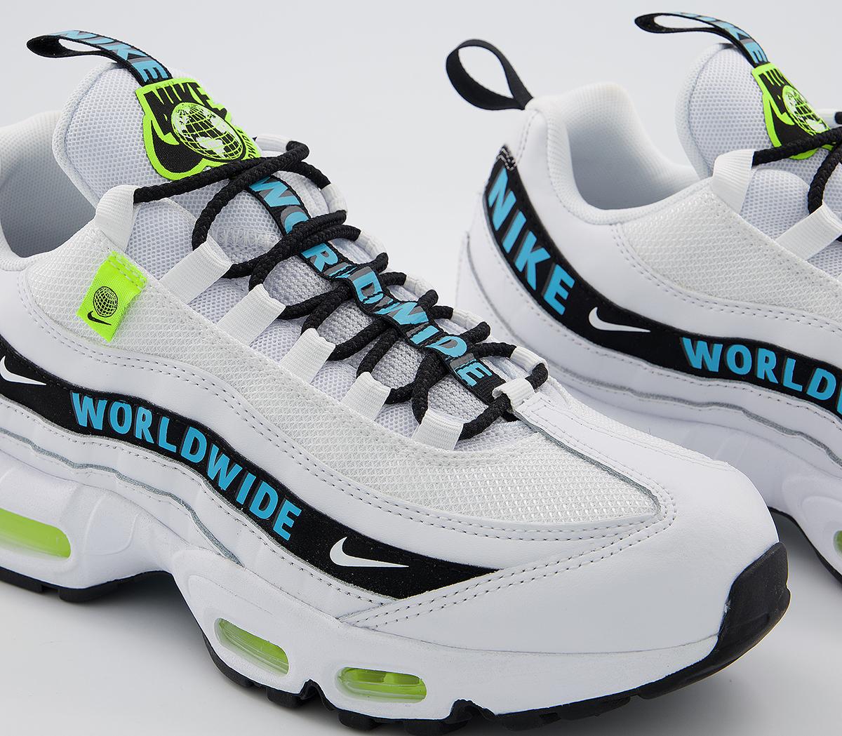 air max 95 trainers white blue fury volt black