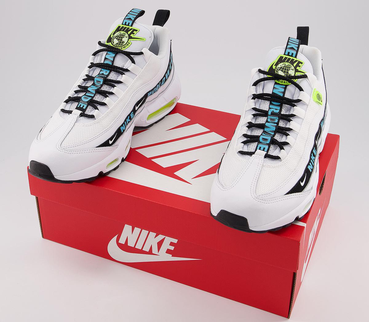 air max 95 trainers white blue fury volt black
