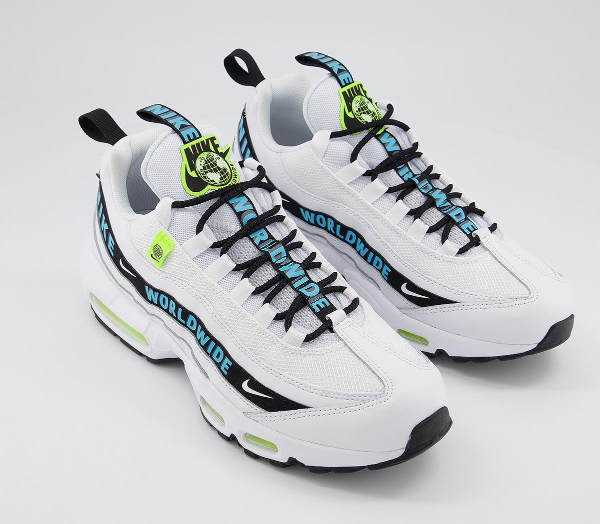 air max 95 trainers white blue fury volt black