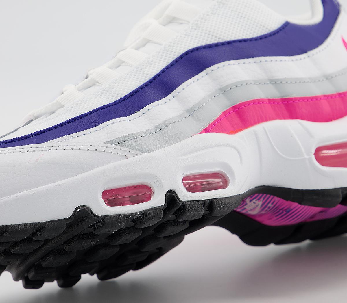 nike white and pink air max 95 trainers