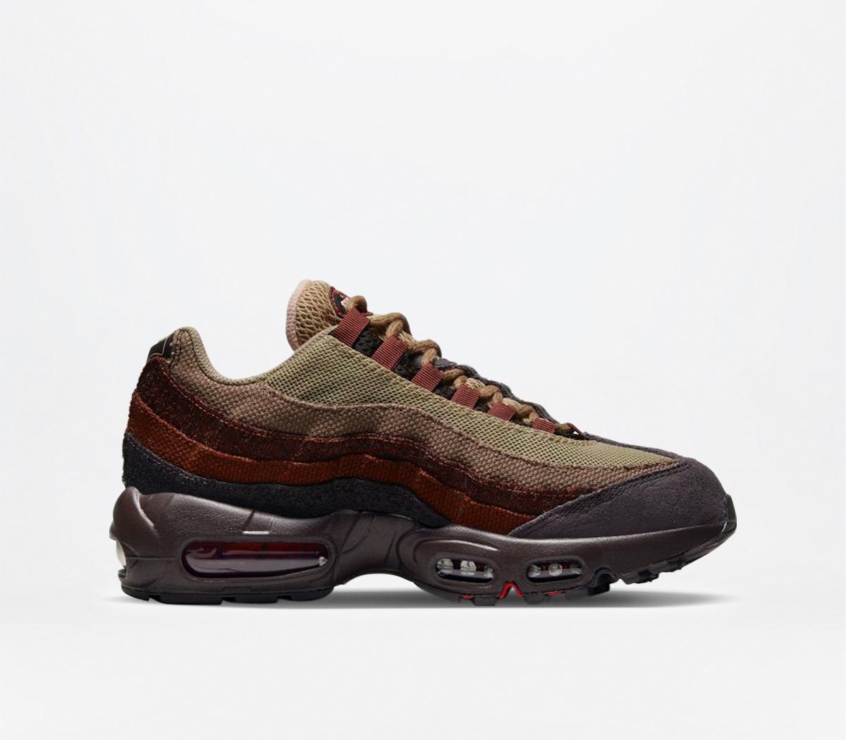 Nike Air Max 95 Trainers Brown Basalt Univ Red Oxen Brown Mars Stone ...