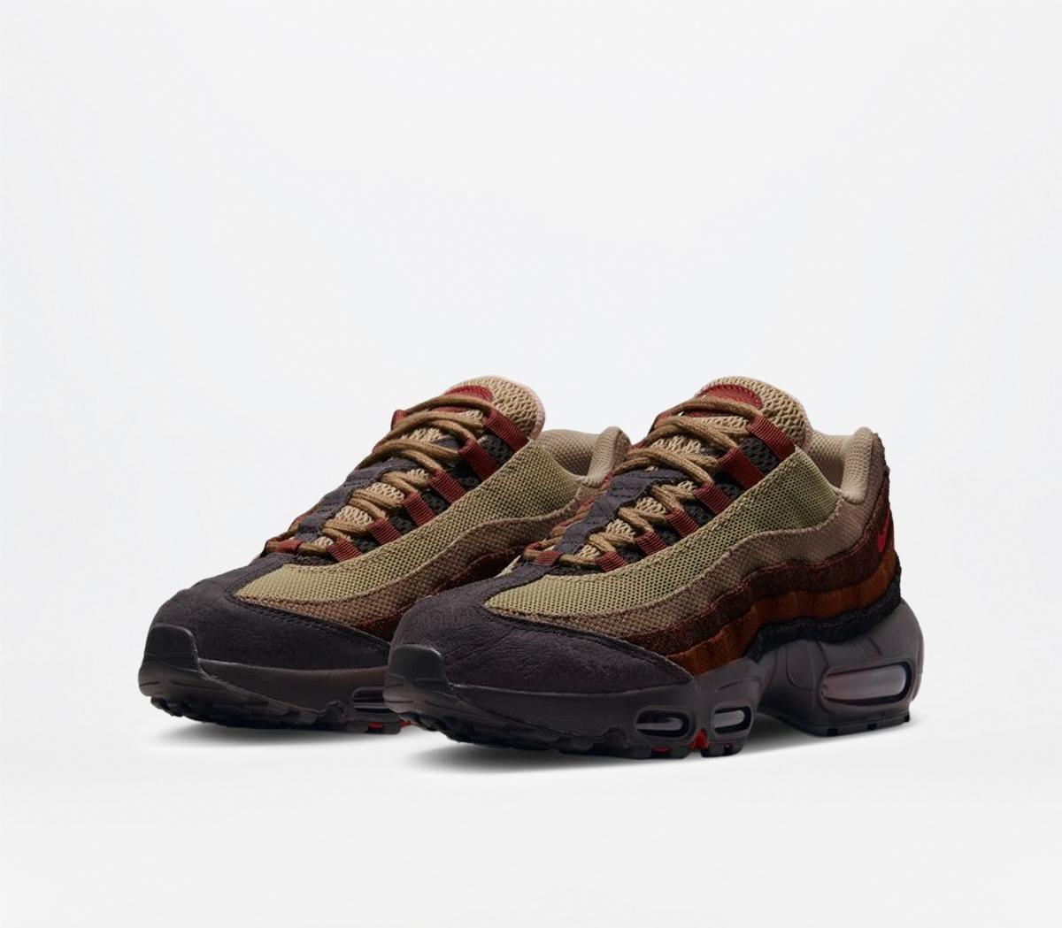 Nike Air Max 95 Trainers Brown Basalt Univ Red Oxen Brown Mars Stone ...