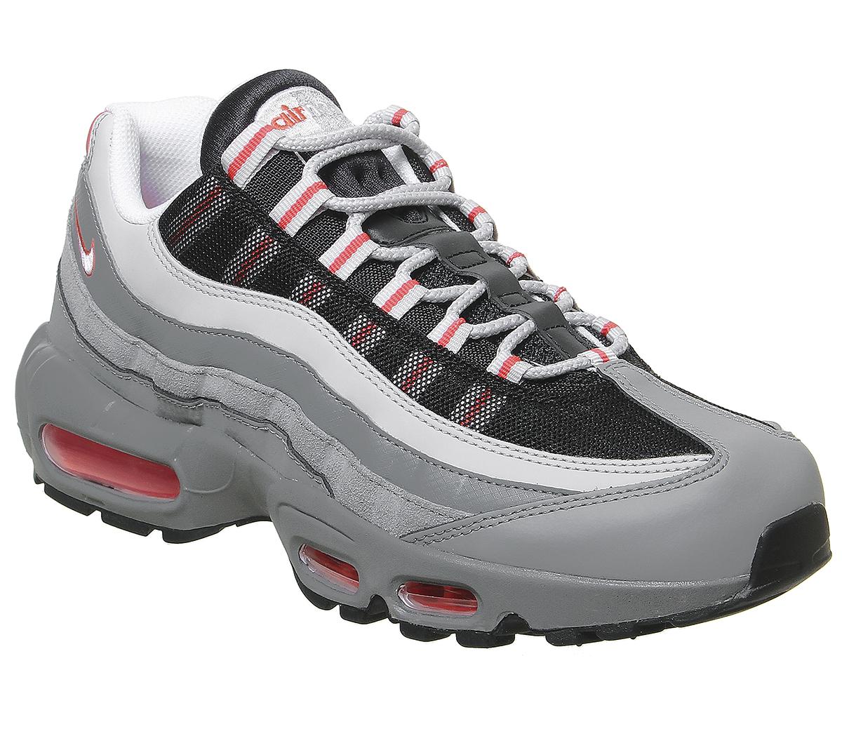 NikeAir Max 95 TrainersTrack Red White Grey Black Grey Fog Track Red