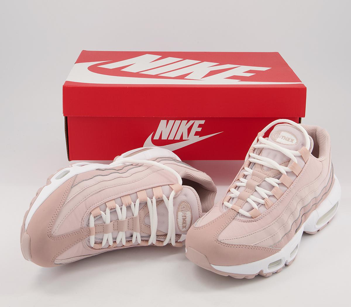 nike white and pink air max 95 trainers