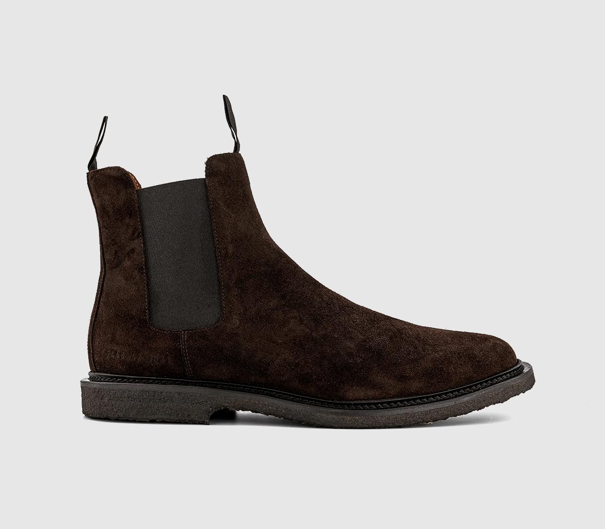 Common Projects Mens Chelsea Suede Boots Dark Brown, 10