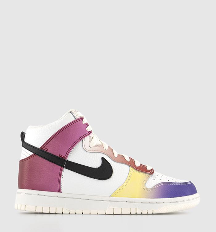 pink and white high top nikes