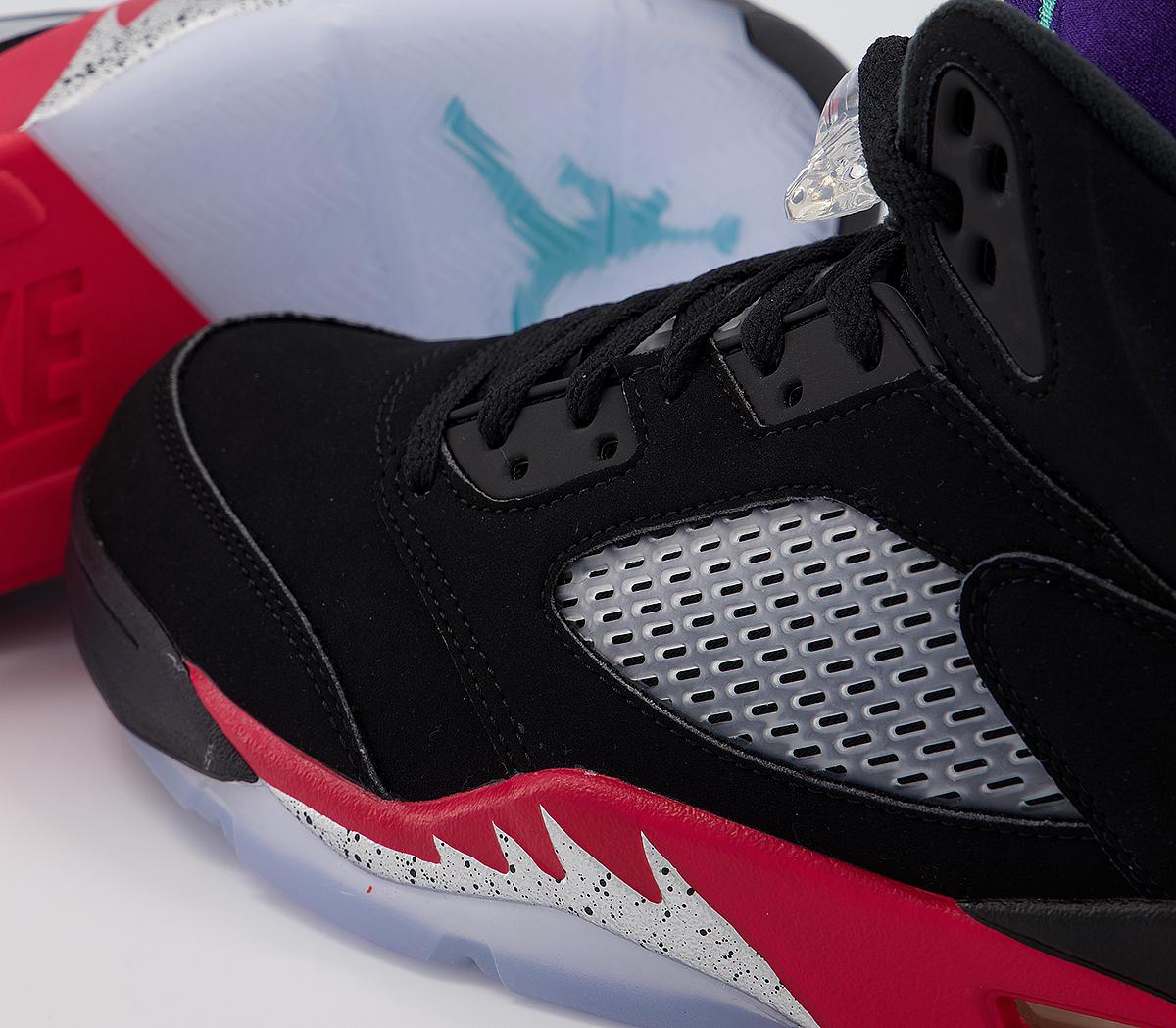 jordan 5 black new emerald fire red