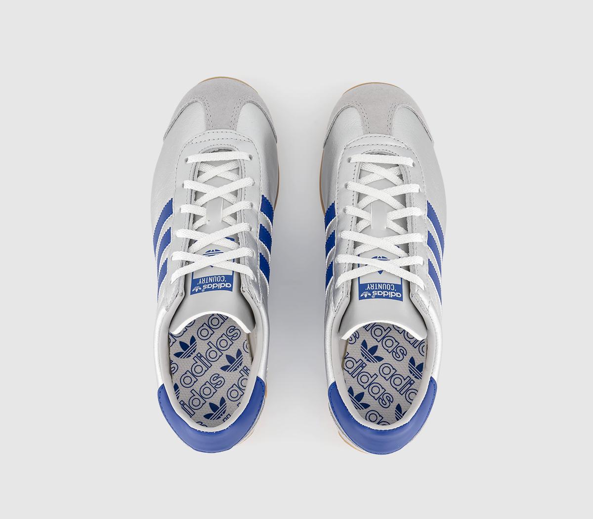 adidas Country OG Trainers Matte Silver Bright Blue White - Men's Trainers