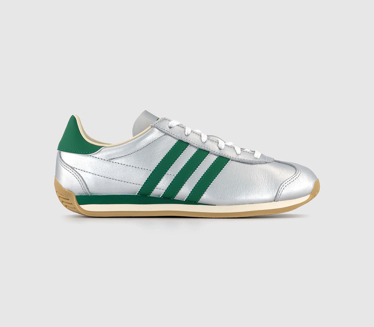 Country Og Trainers Silver Metalic Collegiate Green Cream White