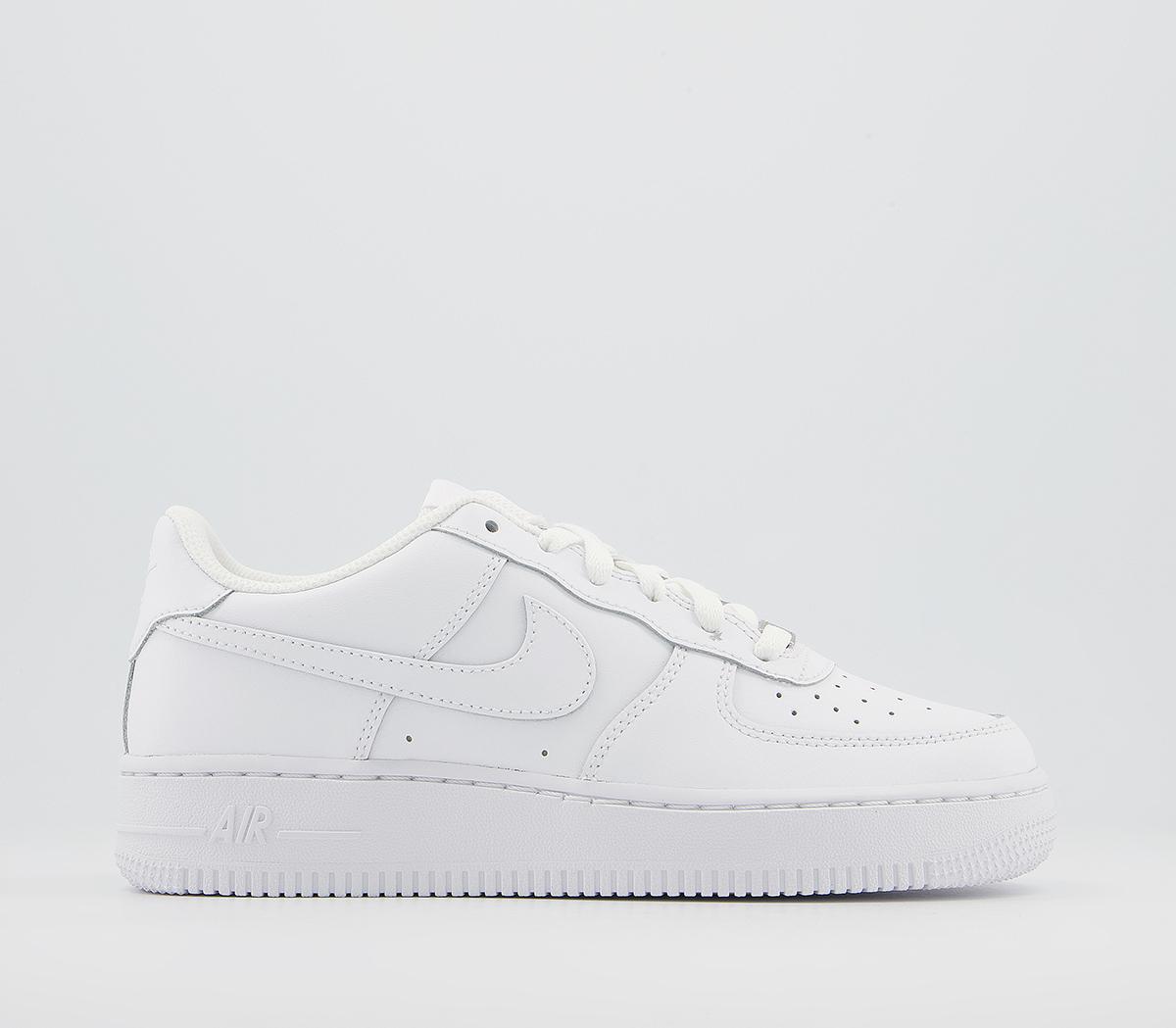 Nike air force 1 junior white store with black tick