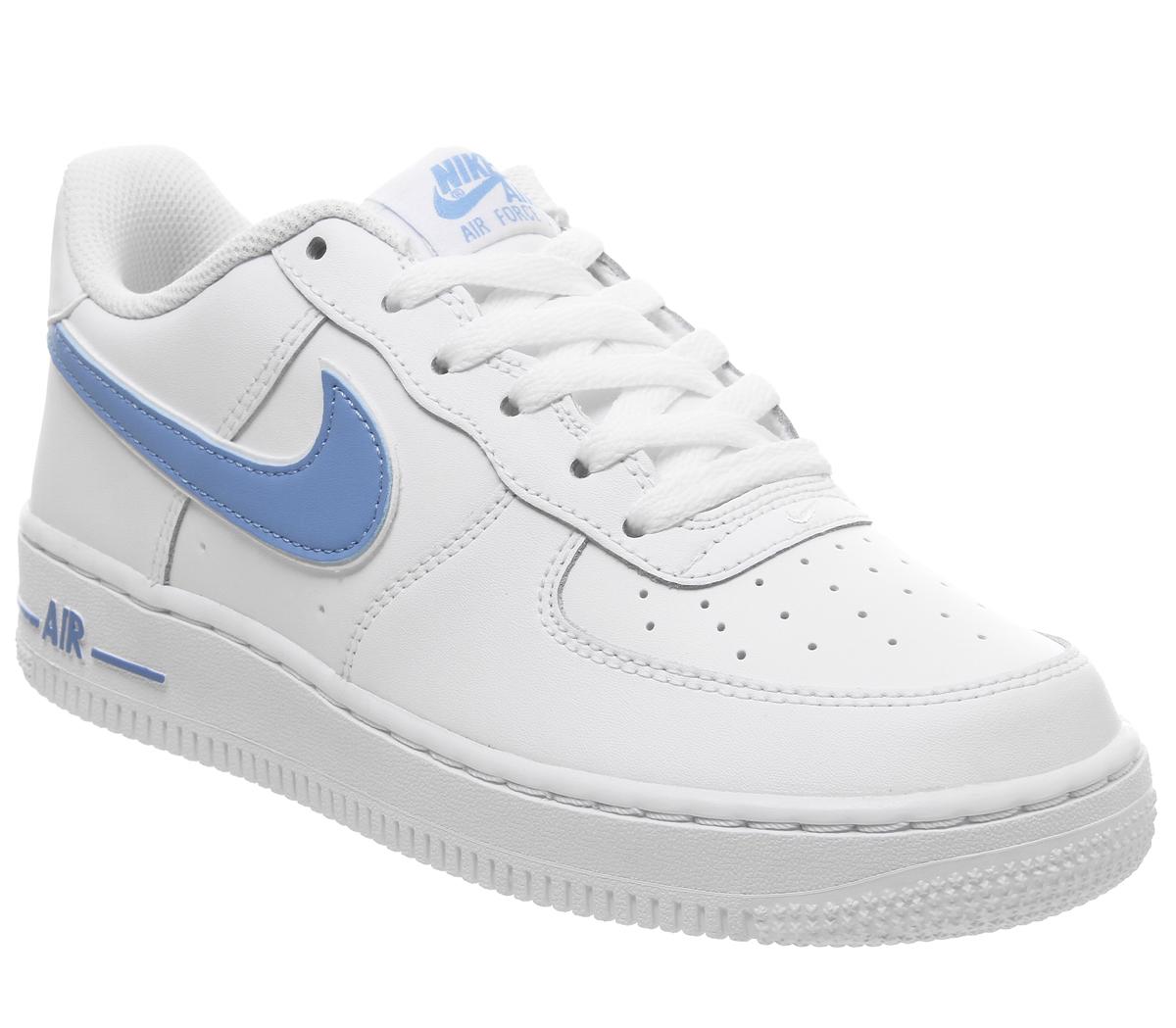 Air force 1 white with blue swoosh best sale