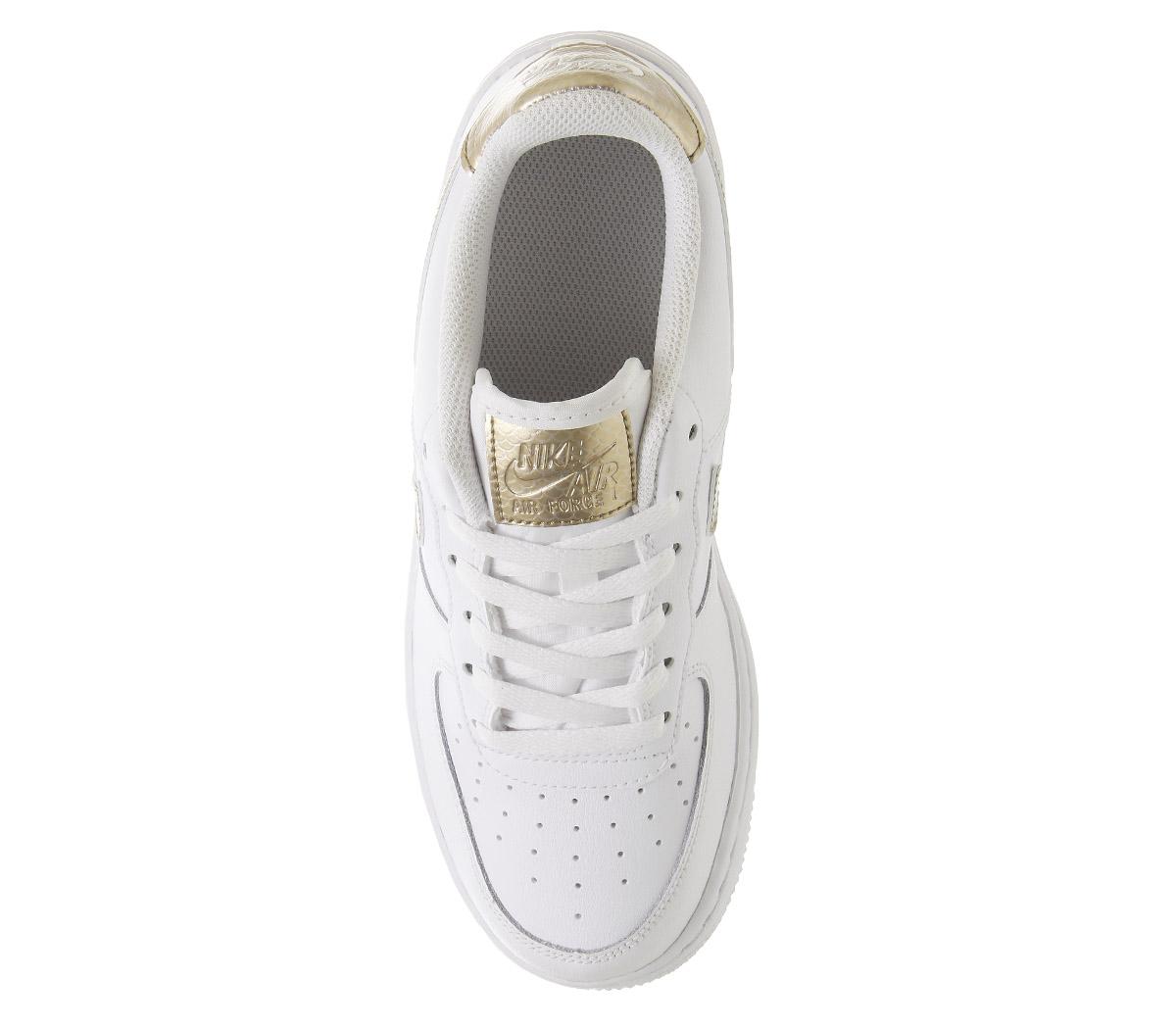 Nike Air Force 1 Trainers White Blush Gold - Women's Trainers