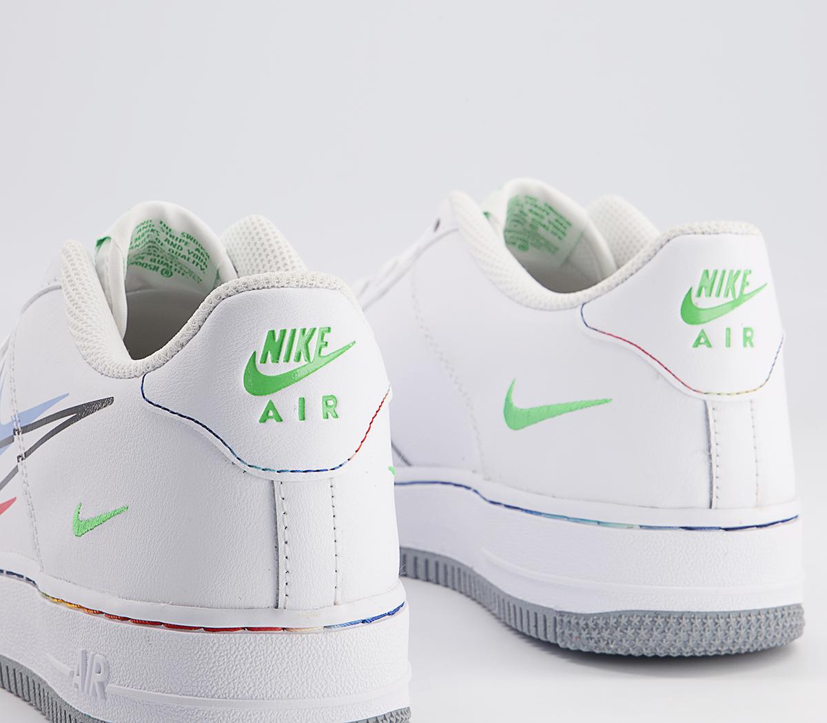 Nike Af1 Boys Trainers White Green Spark Aluminum Black - Women's Trainers