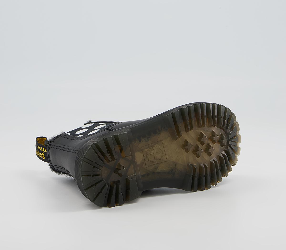 Dr. Martens Shenzi Kids Chelsea Boots Dr. Martens Shenzi Kids Chelsea Boots Black White Spot Fur Lined