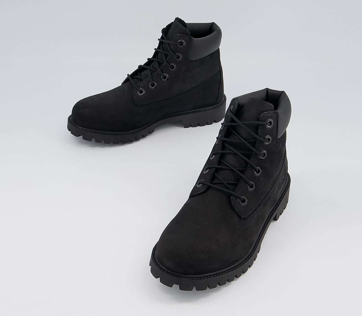 Timberland Junior 6 Inch Premium Waterproof Boots Black Nubuck - Women ...