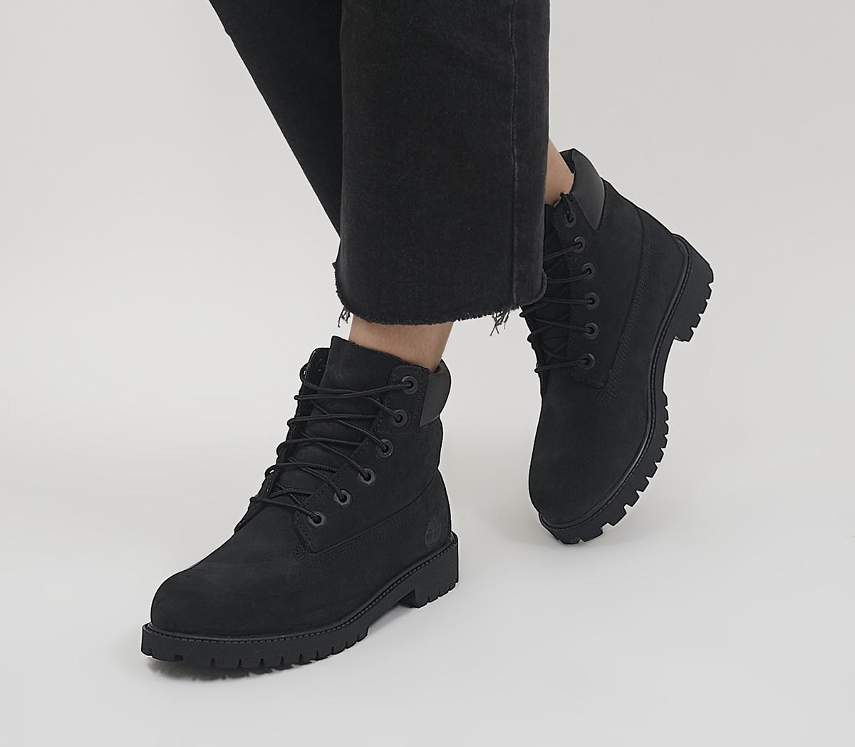 Timberland Junior 6 Inch Premium Waterproof Black - Women's Ankle Boots