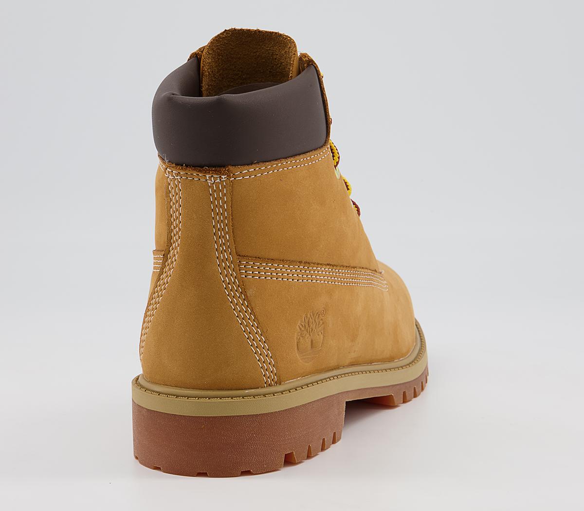 Timberland Juniors 6 Inch Premium Waterproof Boots Timberland Juniors 6 Inch Premium Waterproof Boots Wheat Nubuck