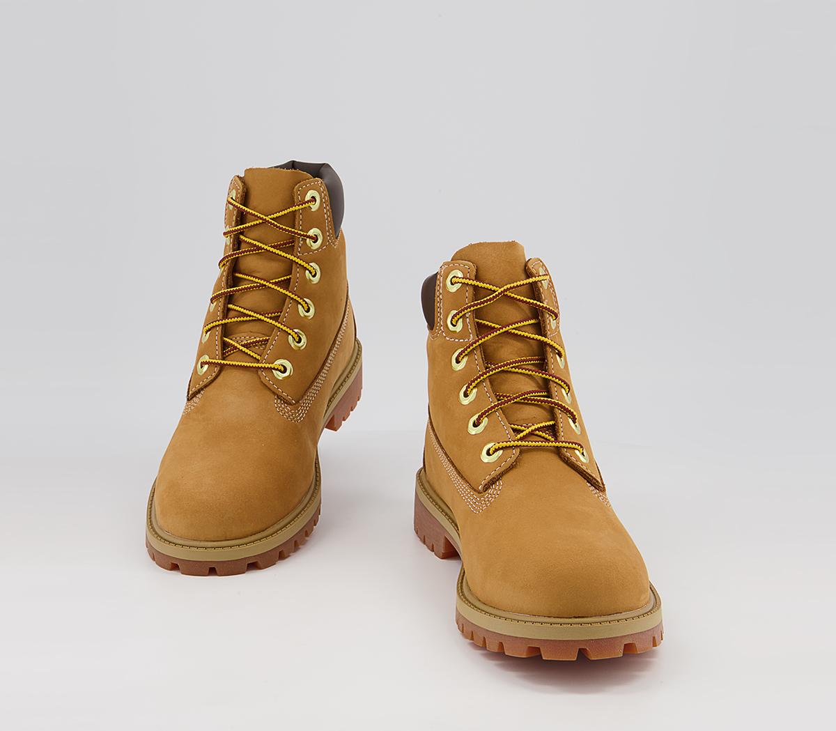 Timberland Juniors 6 Inch Premium Waterproof Boots Timberland Juniors 6 Inch Premium Waterproof Boots Wheat Nubuck