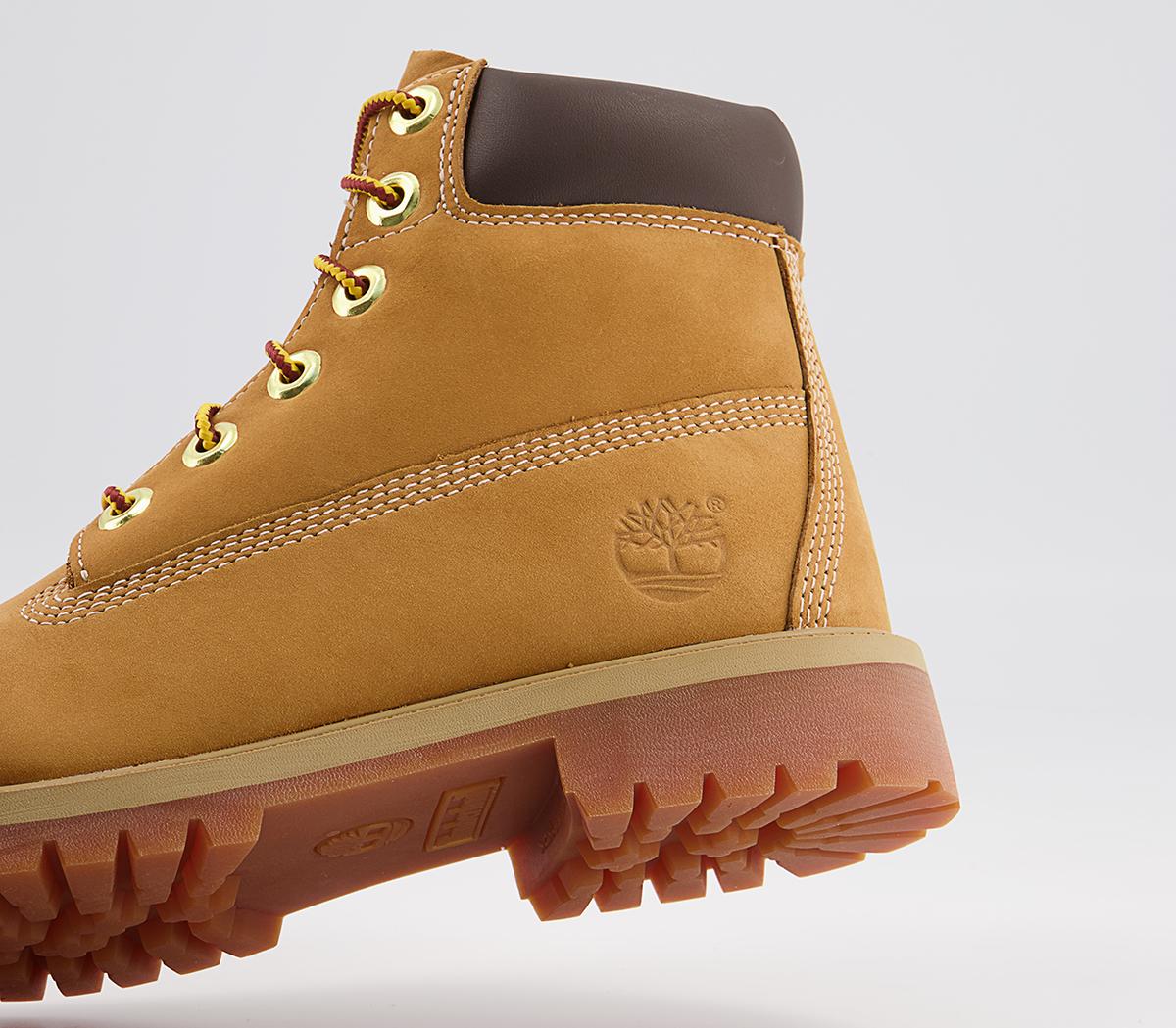 Timberland Juniors 6 Inch Premium Waterproof Boots Timberland Juniors 6 Inch Premium Waterproof Boots Wheat Nubuck