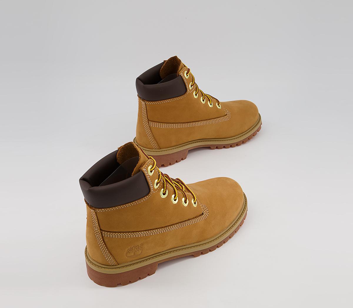Timberland Juniors 6 Inch Premium Waterproof Boots Timberland Juniors 6 Inch Premium Waterproof Boots Wheat Nubuck