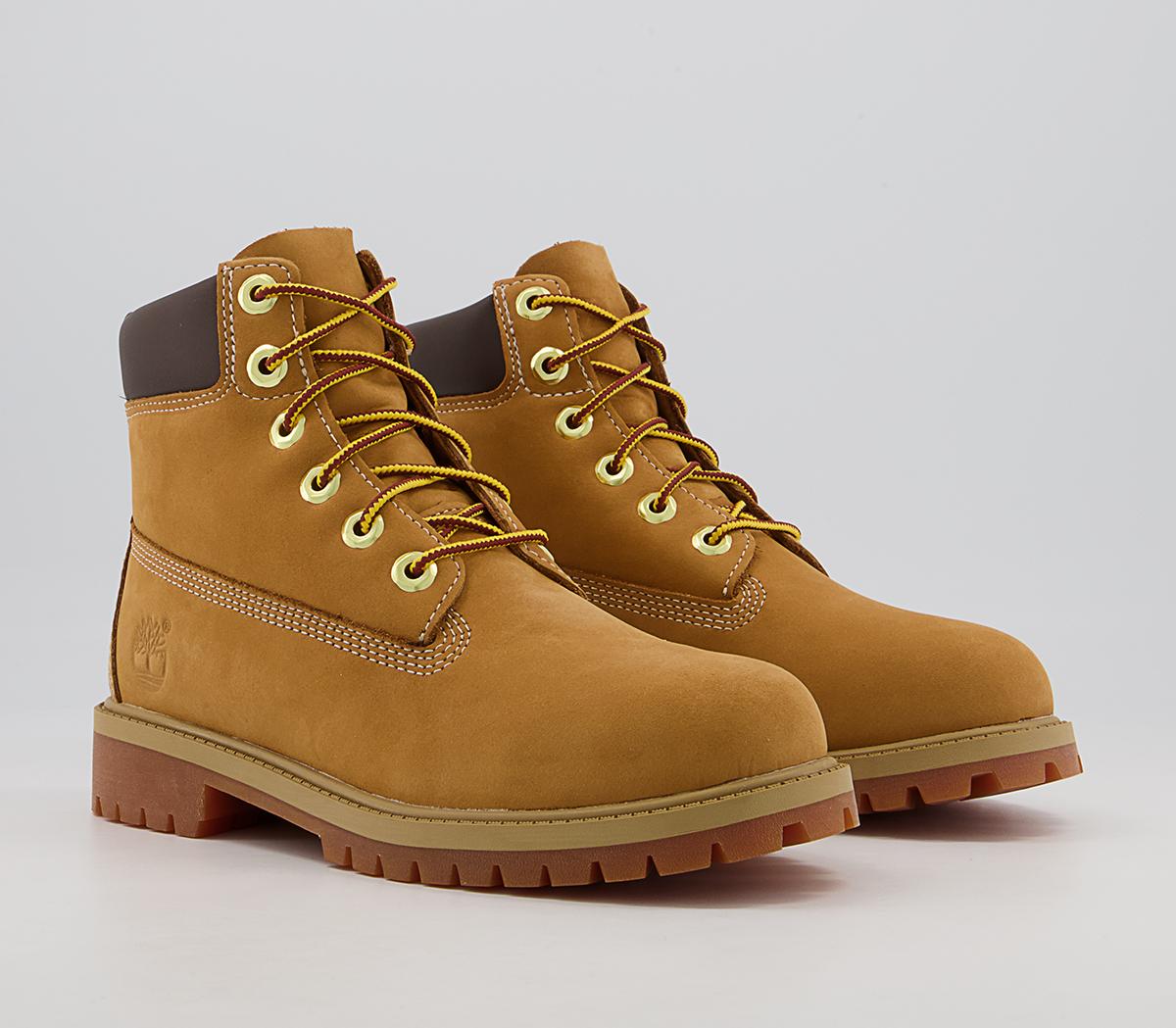 Timberland Juniors 6 Inch Premium Waterproof Boots Timberland Juniors 6 Inch Premium Waterproof Boots Wheat Nubuck