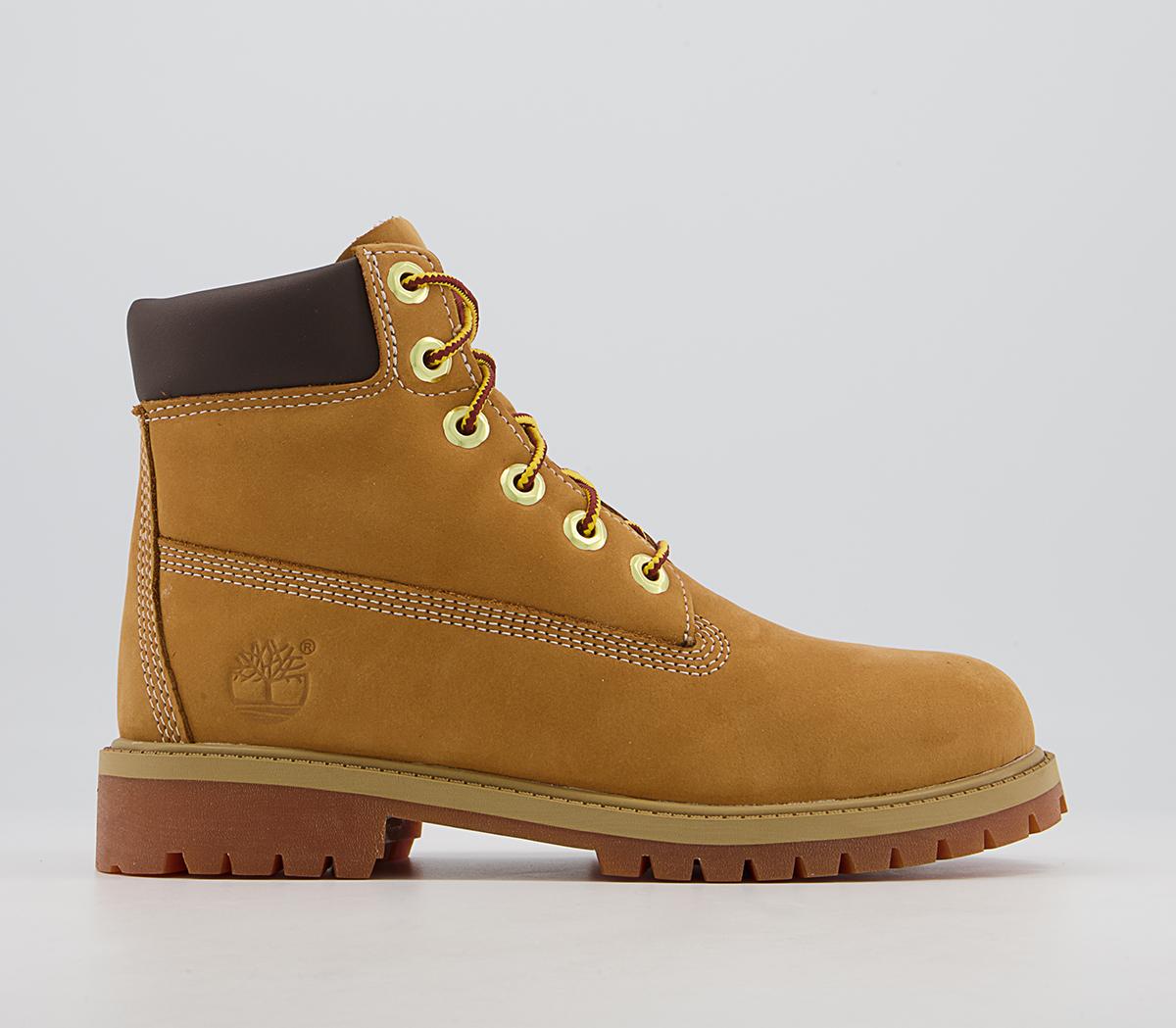 Timberland Juniors 6 Inch Premium Waterproof Boots Timberland Juniors 6 Inch Premium Waterproof Boots Wheat Nubuck