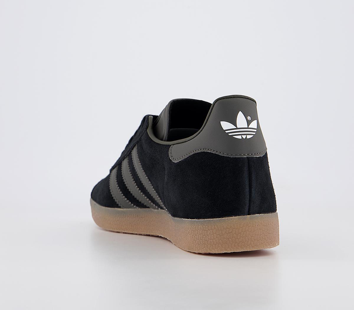 adidas Gazelle Trainers Core Black White Gum - Men's Trainers