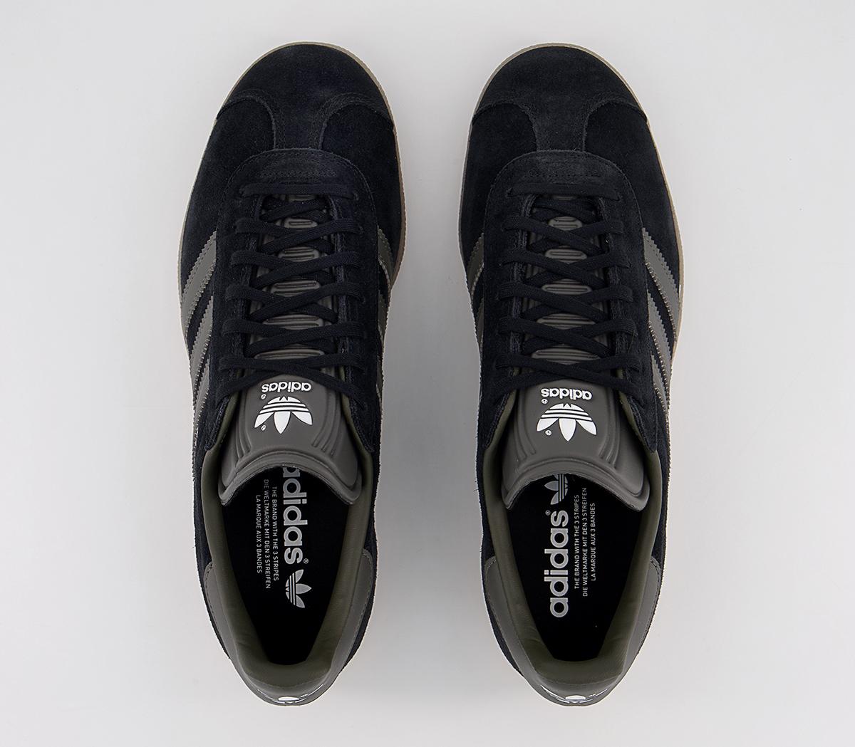 adidas Gazelle Trainers Core Black White Gum - Men's Trainers