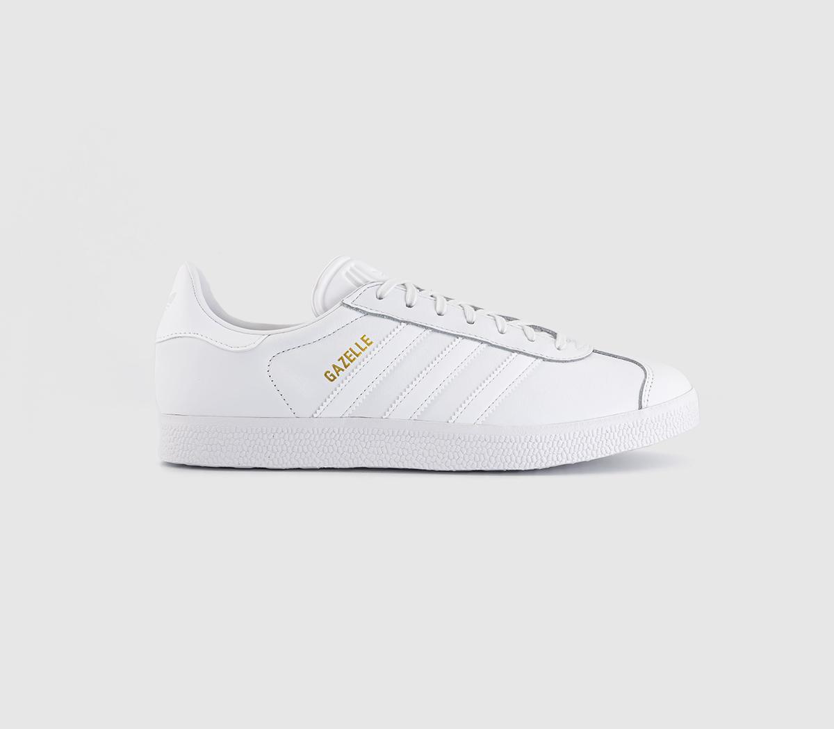 Adidas originals all white leather gazelle unisex clearance sneakers