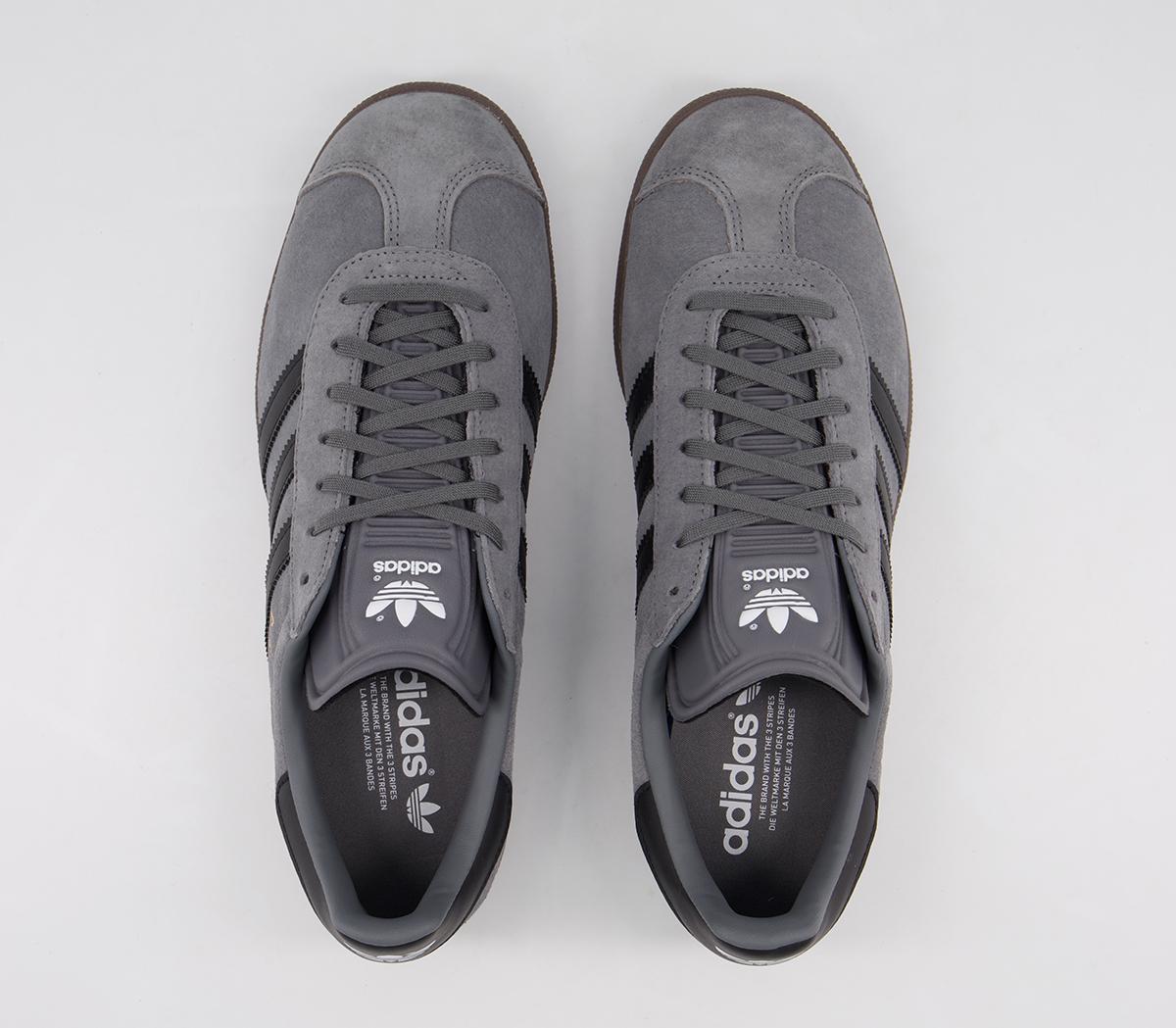 adidas Gazelle Trainers Grey Black Gum - Unisex Sports