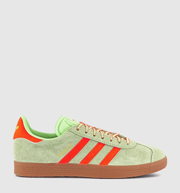 adidas Gazelle Trainers Semi Green Spark Solar Orange Gum