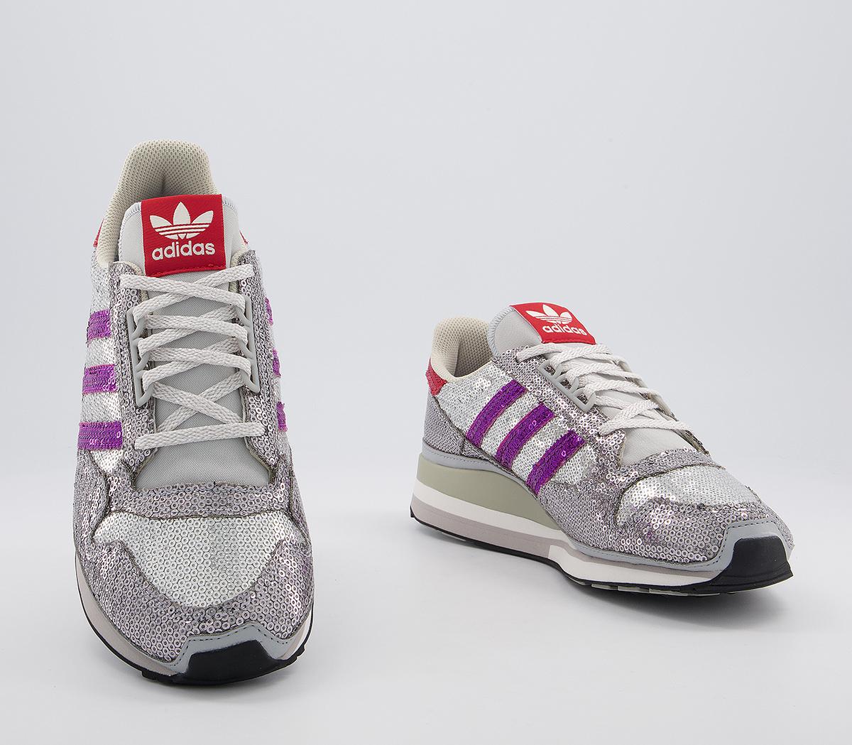 adidas Zx 500 Trainers Grey Purple Red Sequin - Unisex Sports