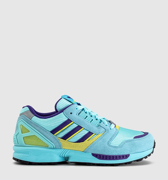 adidas ZX 8000 Trainers Clear Aqua Unity Purple Shock Yellow