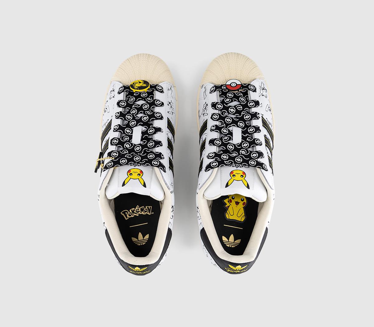 adidasSuperstar II TrainersPokemon White Black Gold Metallic