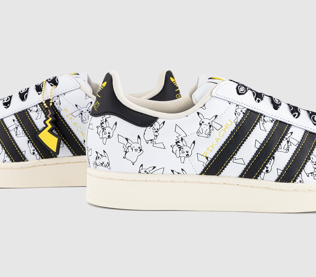 adidasSuperstar II TrainersPokemon White Black Gold Metallic