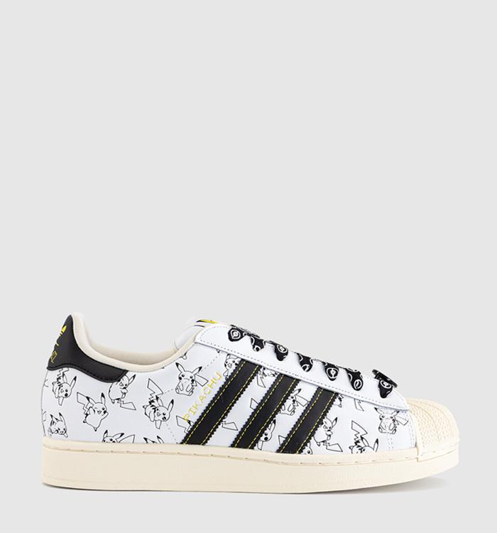 adidas Superstar II Trainers Pokemon White Black Gold Metallic