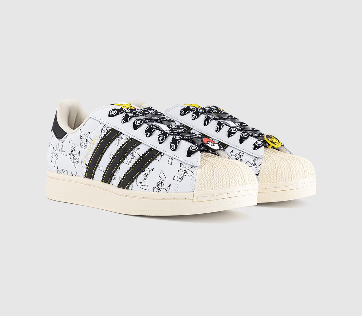 adidasSuperstar II TrainersPokemon White Black Gold Metallic