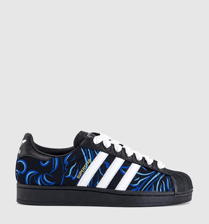 adidas Superstar II Trainers Afa Away Core Black White Lucid Blue