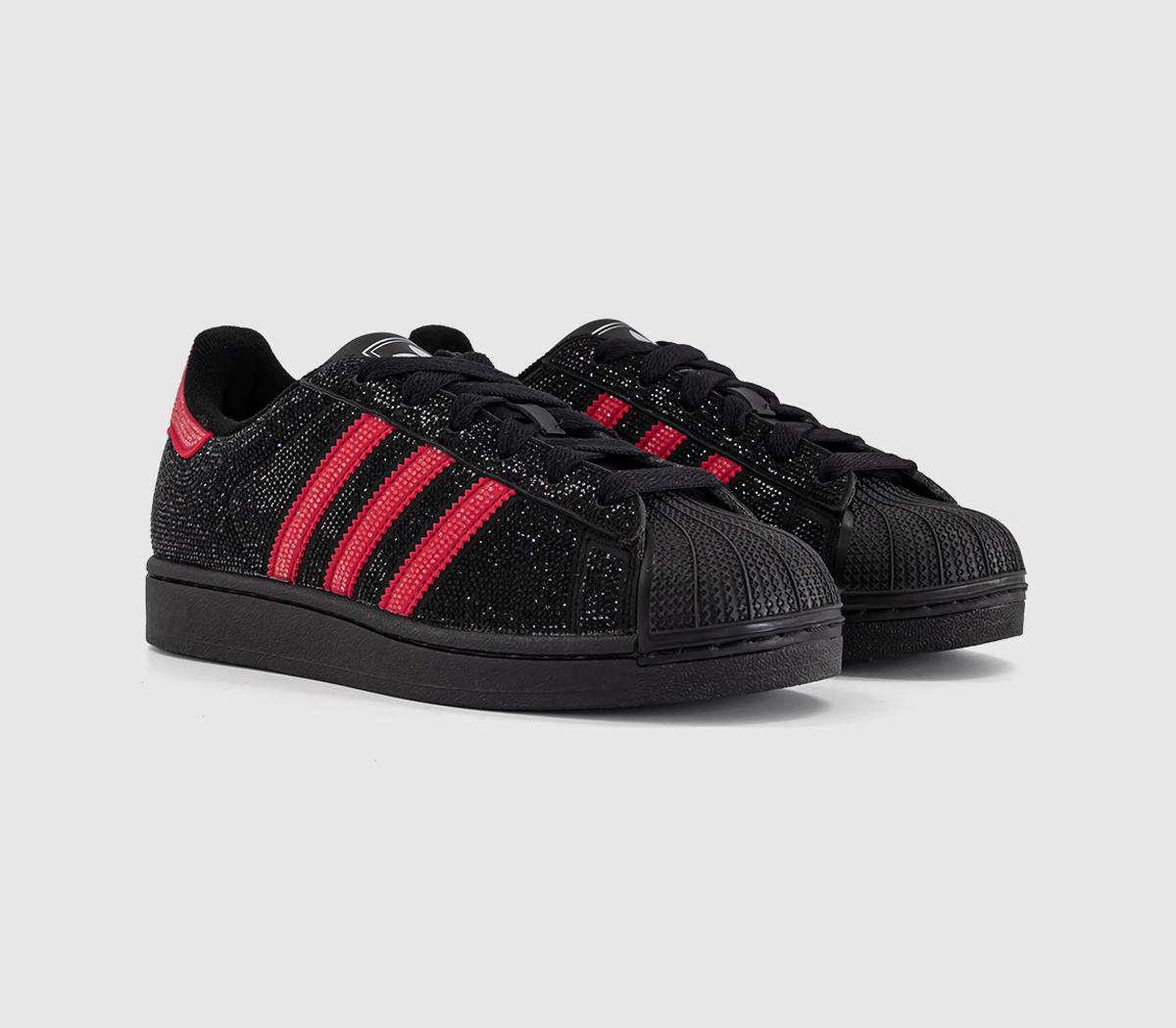 adidasSuperstar II TrainersRhinestone Black Better Scarlet Silver Metallic
