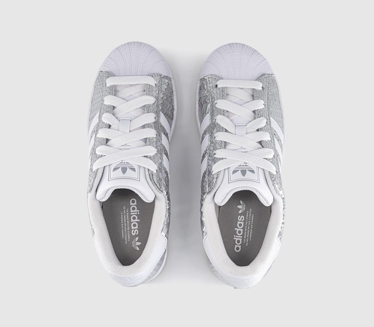 adidasSuperstar II TrainersSnake Silver Metallic  White Grey